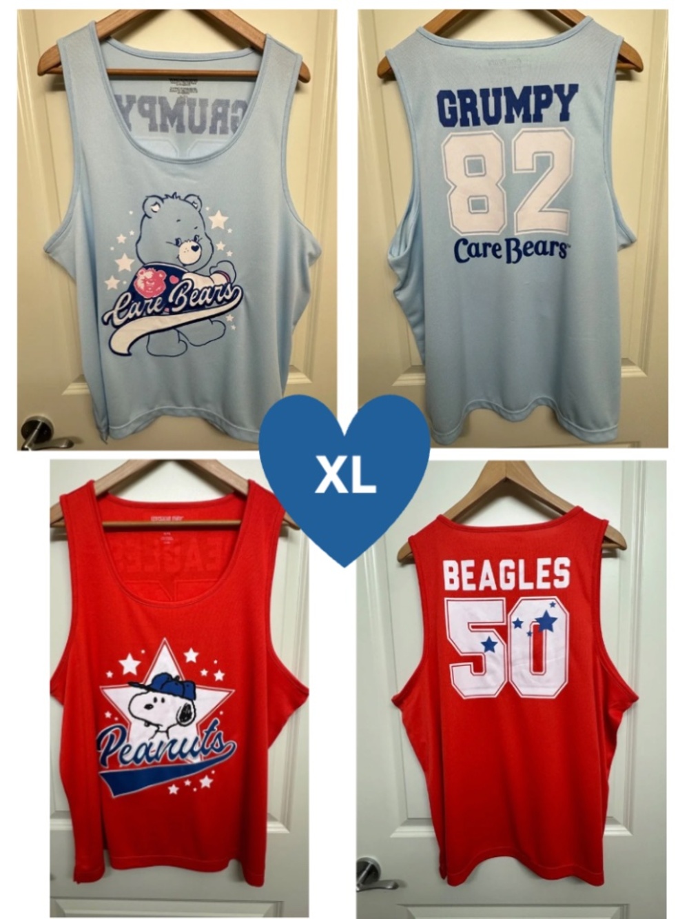 NWT 2 Summer Tank Tops Lot Women XL - Care Bears GRUMPY + Peanuts SNOOPY